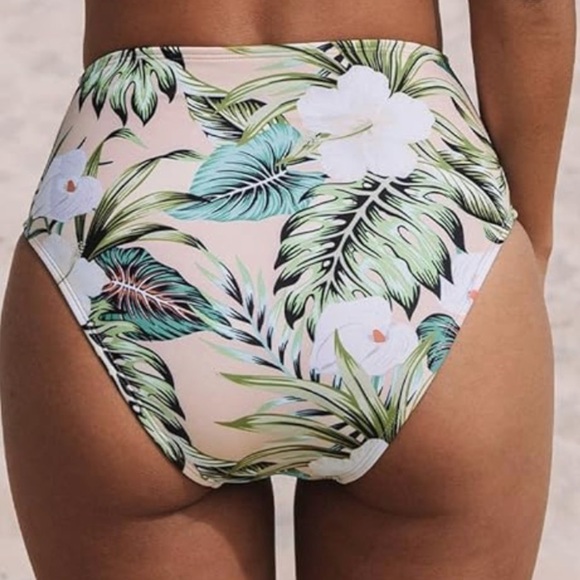 Cupshe Floral Print Med High Waisted Bikini Bottom Full Coverage NWOT - Picture 7 of 9